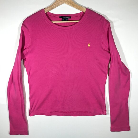 Ralph Lauren Sport Women's Large Pink Long Sleeve Sweater - Picture 1 of 9